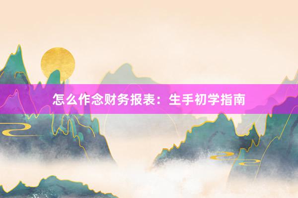怎么作念财务报表：生手初学指南